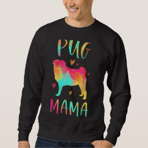 Pug Mamma Colorful Pug Hund Mamma för Mors dag Lång Ärmad Tröja