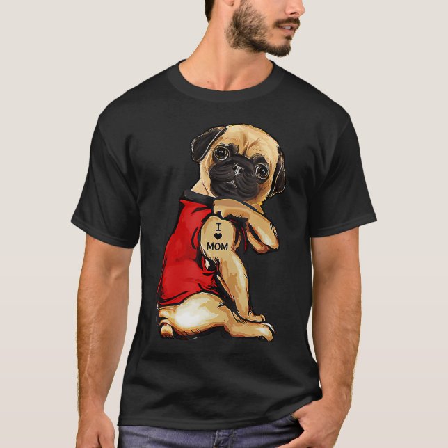 Pug Mamma Färgglad Kärlek Pugs T Shirt (Framsida)