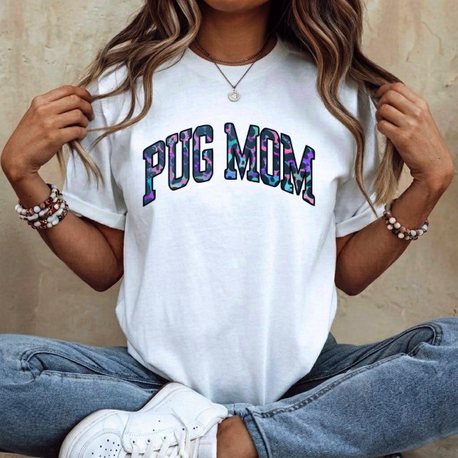 Pug Mamma - färgglad leoparddjur T Shirt (Skapare uppladdad)