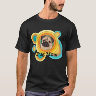 Pug mamma färgrik retro t shirt