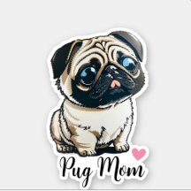 Pug Mamma Heart Sticker