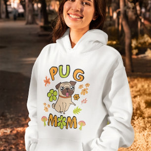 Pug Mamma, Höst färger, fallande löv och blommor T Shirt