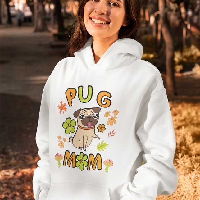 Pug Mamma, Höst färger, fallande löv och blommor T Shirt (Skapare uppladdad)