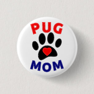 Pug Mamma Hund Mamma Teckning Knapp
