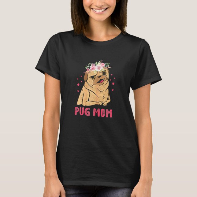 Pug mamma hundägare t shirt (Framsida)