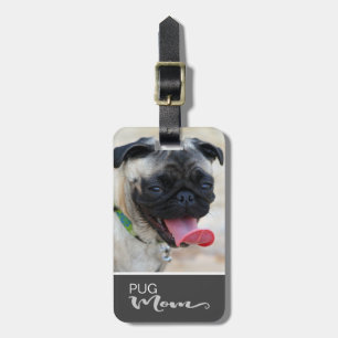Pug Mamma Infoga Hund foto Bagagebricka