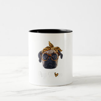 Pug Mamma Leopard Skriv ut Hundälskare Mor Day Gif Två-Tonad Mugg