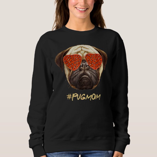 Pug Mamma Leopard Sunglasses Pug Mor Day T Shirt (Framsida)