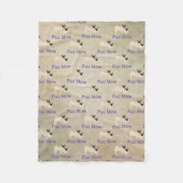 Pug Mamma Mönster Earthy Background Fleecefilt