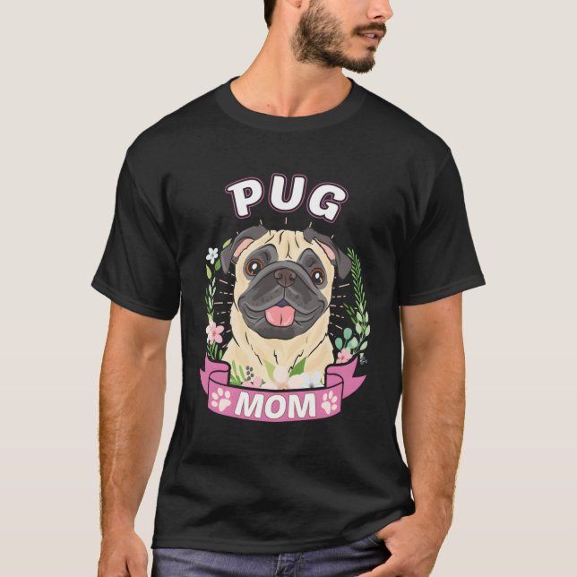 Pug Mamma Mors dag T Shirt (Framsida)