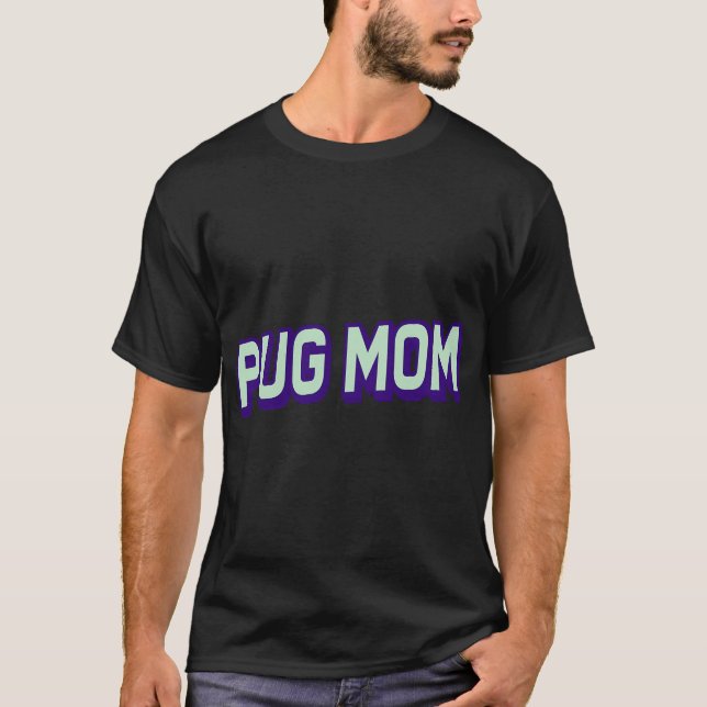 Pug Mamma Retro Strand Bubble Gum  T Shirt (Framsida)