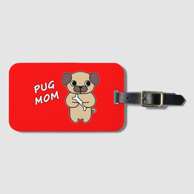PUG MAMMA - Röd Bagagebricka (Framsida horisontal)