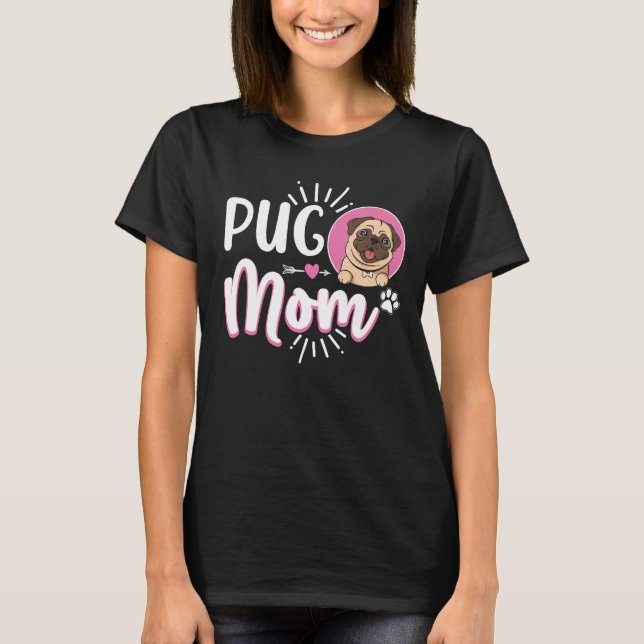 Pug mamma roligt t shirt (Framsida)