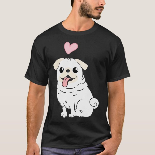 Pug mamma - slitna pug silhuett design t shirt (Framsida)