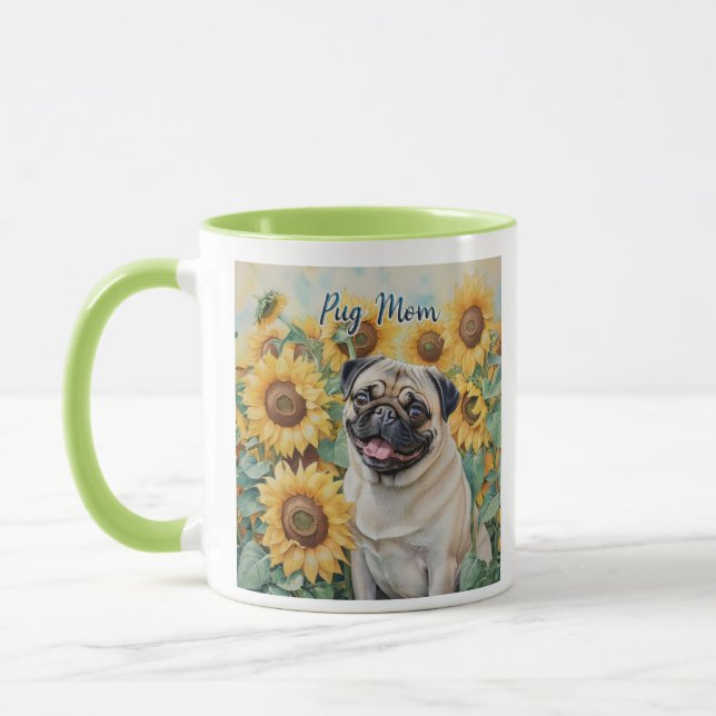 Pug Mamma Solros Mugg, tvåfärgad Mugg (Vänster)