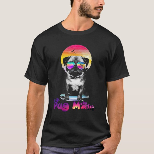 Pug Mamma Sunglasses Mors dag Funny Pug Mor T Shirt (Framsida)