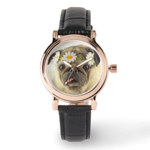 Pug med Daisy Krona Armbandsur
