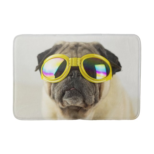 Pug med Goggles Badrumsmatta (Framsidan)