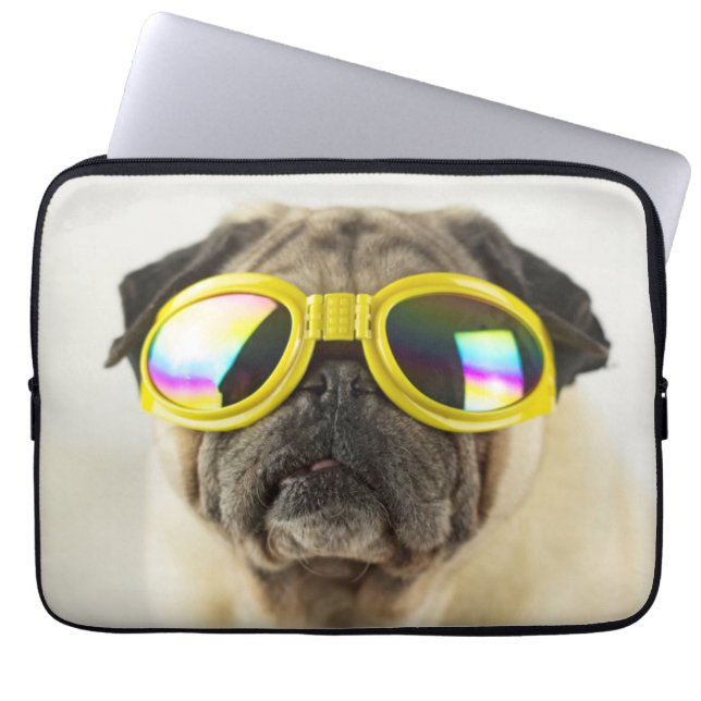 Pug med Goggles Laptop Fodral (Framsidan)