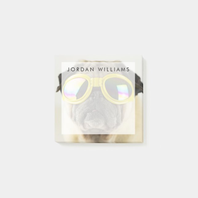 Pug med Goggles Post-it Block (Framsida)