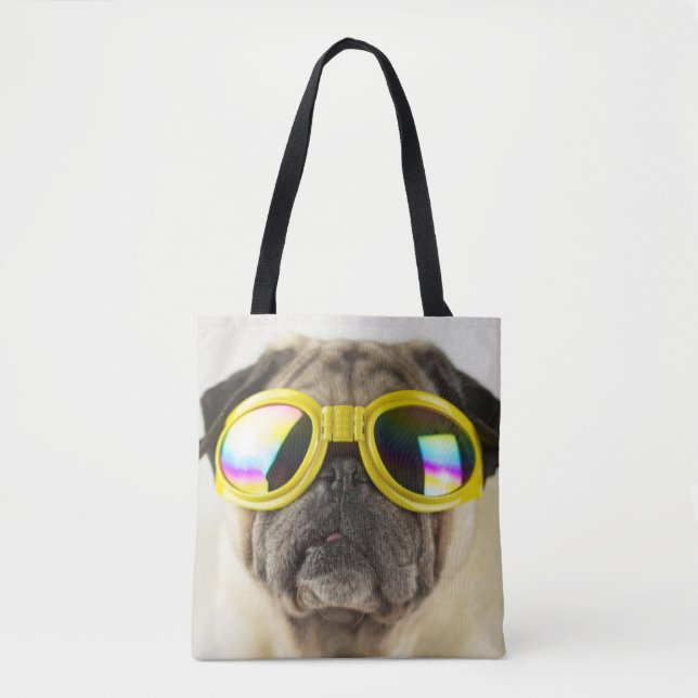 Pug med Goggles Tygkasse (Framsida)