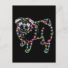 Pug med julklappat Pug Owner Julafton ger henne Vykort