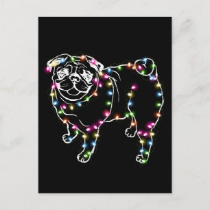 Pug med julklappat Pug Owner Julafton ger henne Vykort
