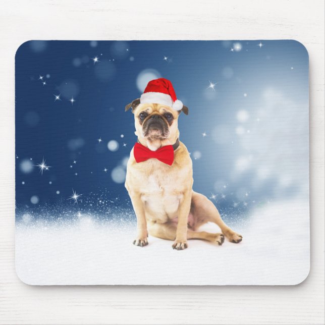Pug med jultomten Hat Musmatta (Framsidan)