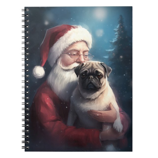 Pug med Jultomten julafton Anteckningsbok (Framsidan)