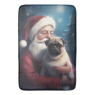 Pug med Jultomten julafton Badrumsmatta