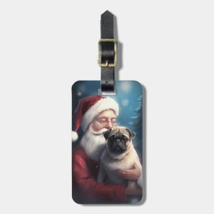 Pug med Jultomten julafton Bagagebricka