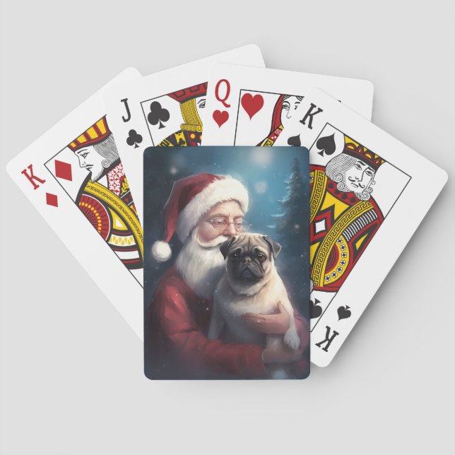 Pug med Jultomten julafton Casinokort (Baksidan)