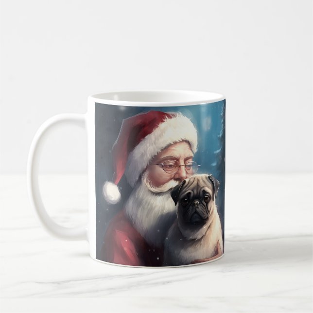 Pug med Jultomten julafton Kaffemugg (Vänster)