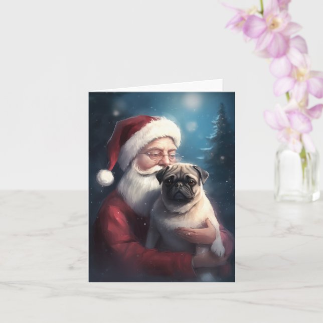 Pug med Jultomten julafton Kort (Orkide)