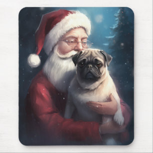 Pug med Jultomten julafton Musmatta