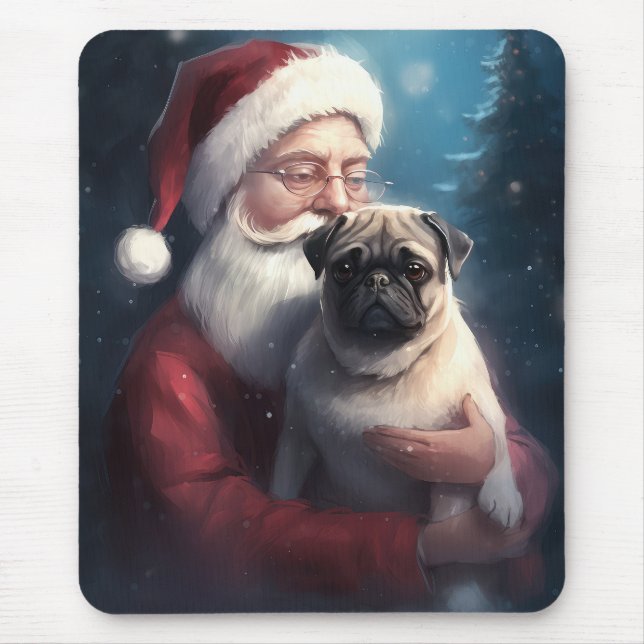 Pug med Jultomten julafton Musmatta (Framsidan)