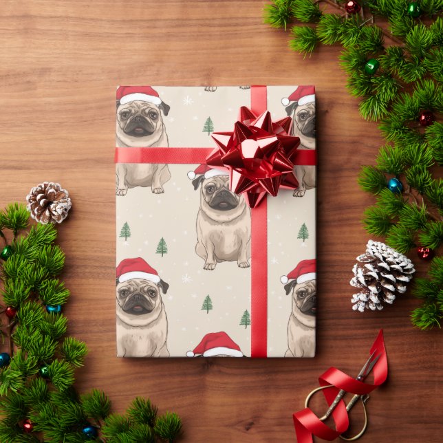 Pug med jultomten, jultomten presentpapper (Julgåva)