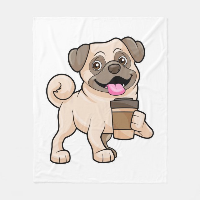 Pug med kaffe att gå med fleecefilt (Framsidan)