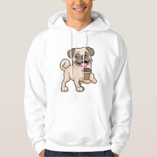 Pug med kaffe att gå med hoodie