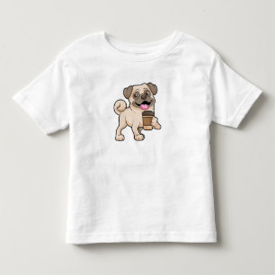 Pug med kaffe att gå med t shirt