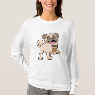 Pug med kaffe att gå med t shirt