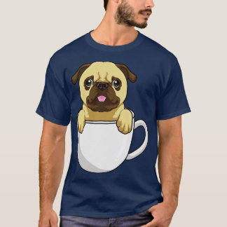 Pug med Kopp i kaffe 2 T Shirt
