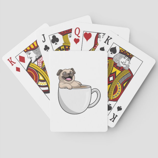 Pug med Kopp i kaffe Casinokort (Baksidan)