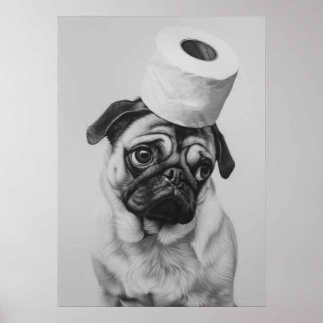 Pug med Papper toalett Poster (Framsidan)