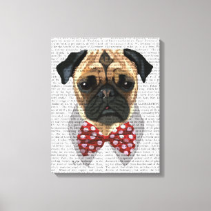 Pug med Red and White Spotty Bow Tie Canvastryck
