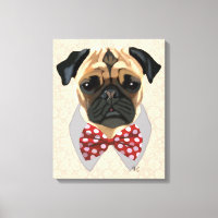 Pug med Red and White Spotty Bow Tie