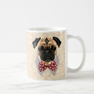 Pug med Red and White Spotty Bow Tie Kaffemugg