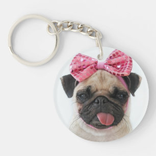 Pug med Rosa Bow