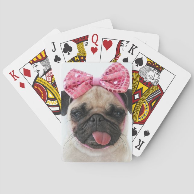 Pug med Rosa Bow Casinokort (Baksidan)