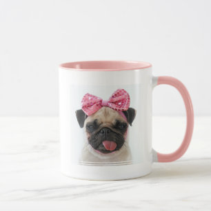 Pug med Rosa Bow Mugg
